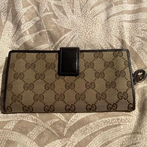 Gucci Brown and Black Monogram Wallet
